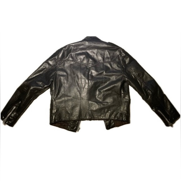 Men’s Black True Leather Jacket Small Perfecto Biker Motorcycle 80’s Real Style - Picture 2 of 4